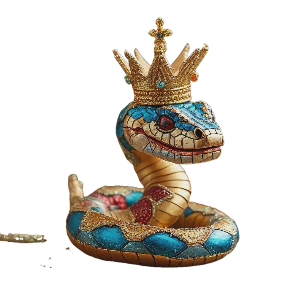 "The snake in the golden crown" — image created in Shedevrum