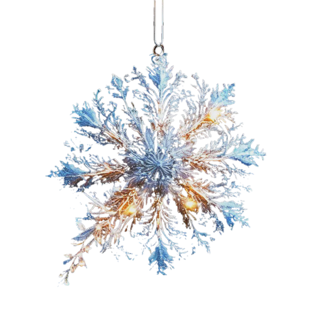 "A sparkling ice comet with a long tail of snowflakes and lights ...