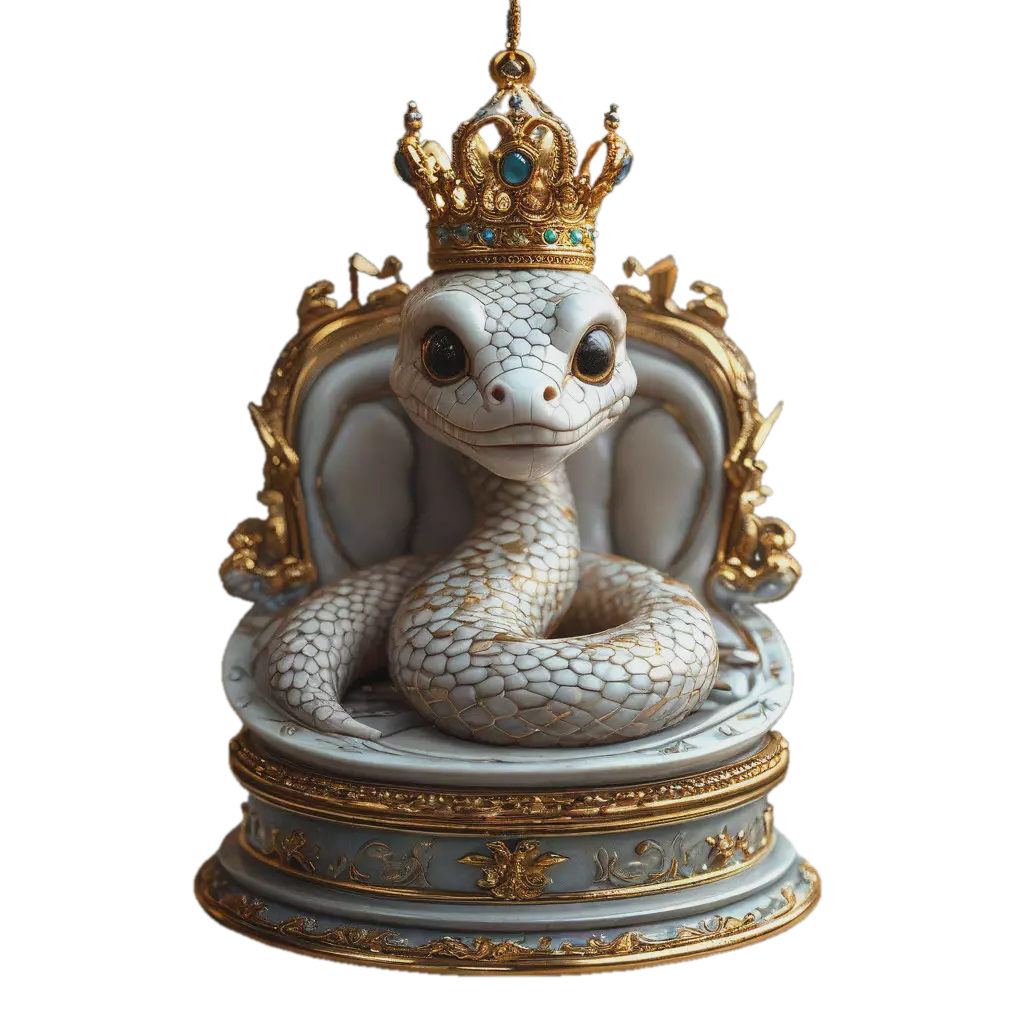"A snake in a crown on a throne" — image created in Shedevrum