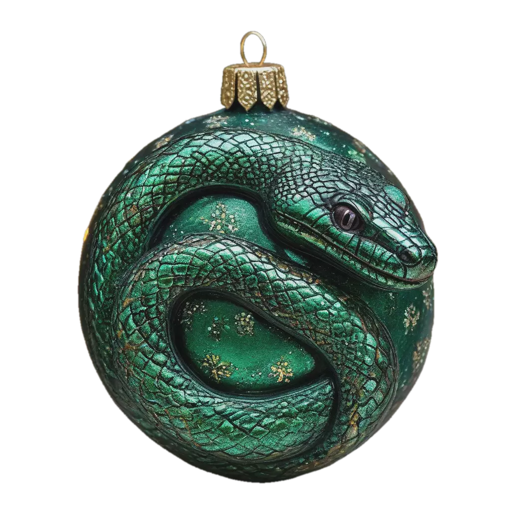 "A joyful green snake made of emerald" — image created in Shedevrum